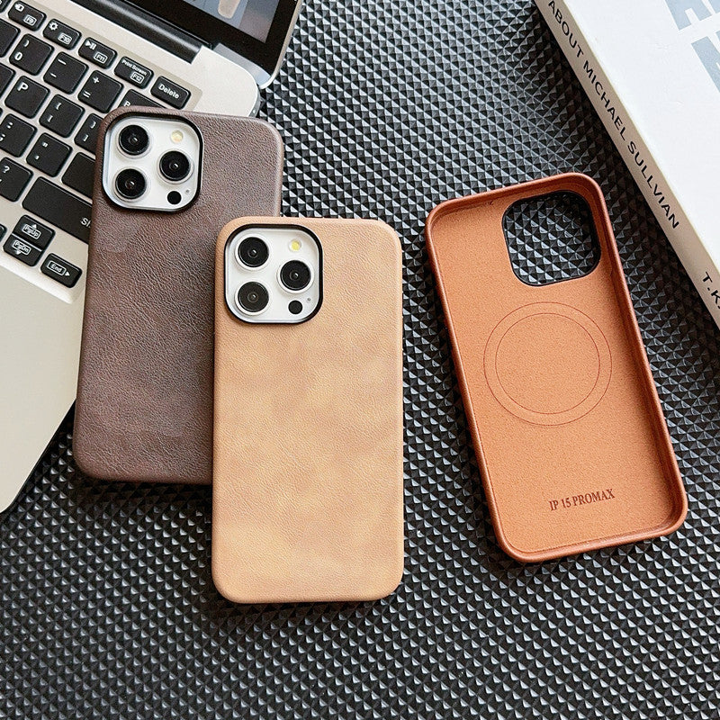 Retro Leather Magnetic Case for iPhone