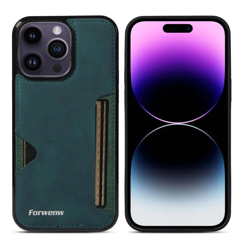 Retro Card Holder Leather Case for iPhone - CaseifyTrend