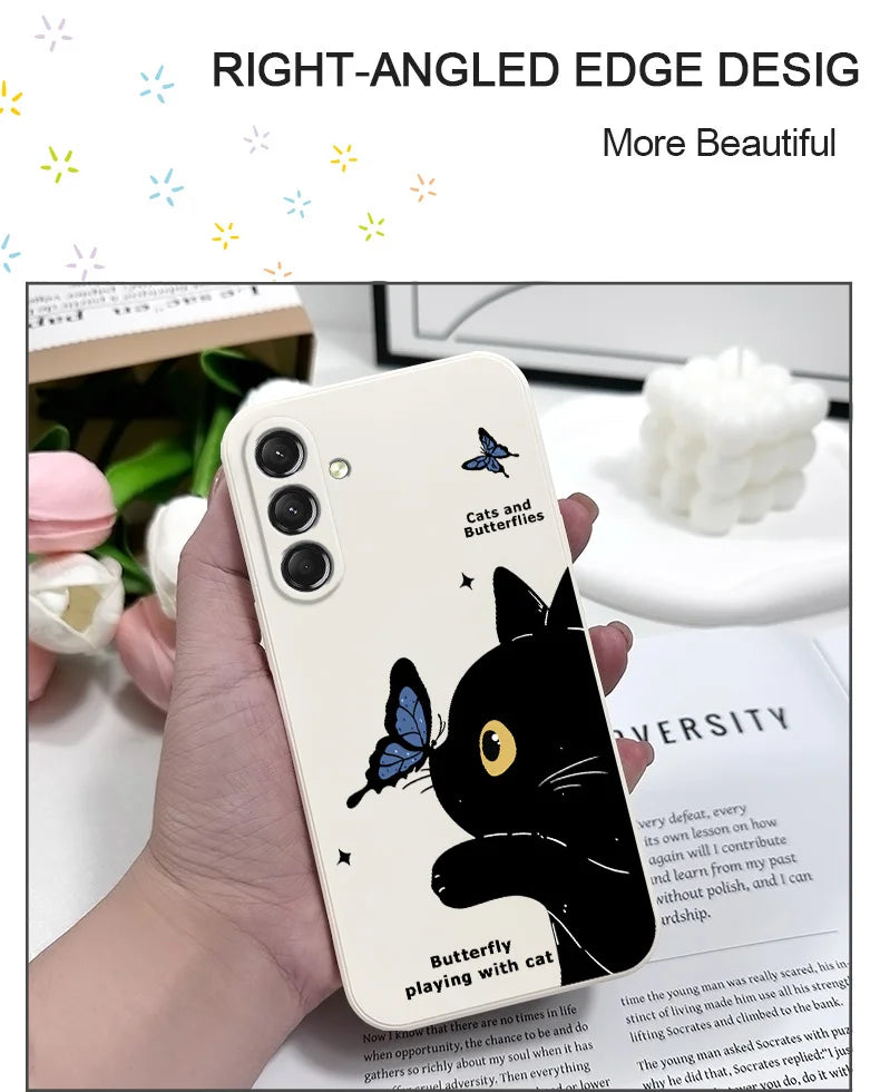 Cute Cat Butterfly Phone Case for Samsung Galaxy