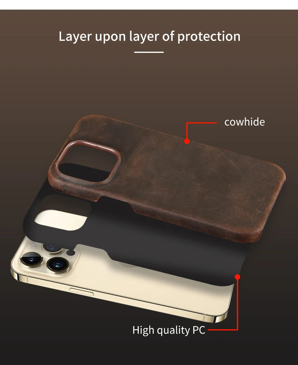 Luxury Full Grain Leather Magsafe Case for iPhone