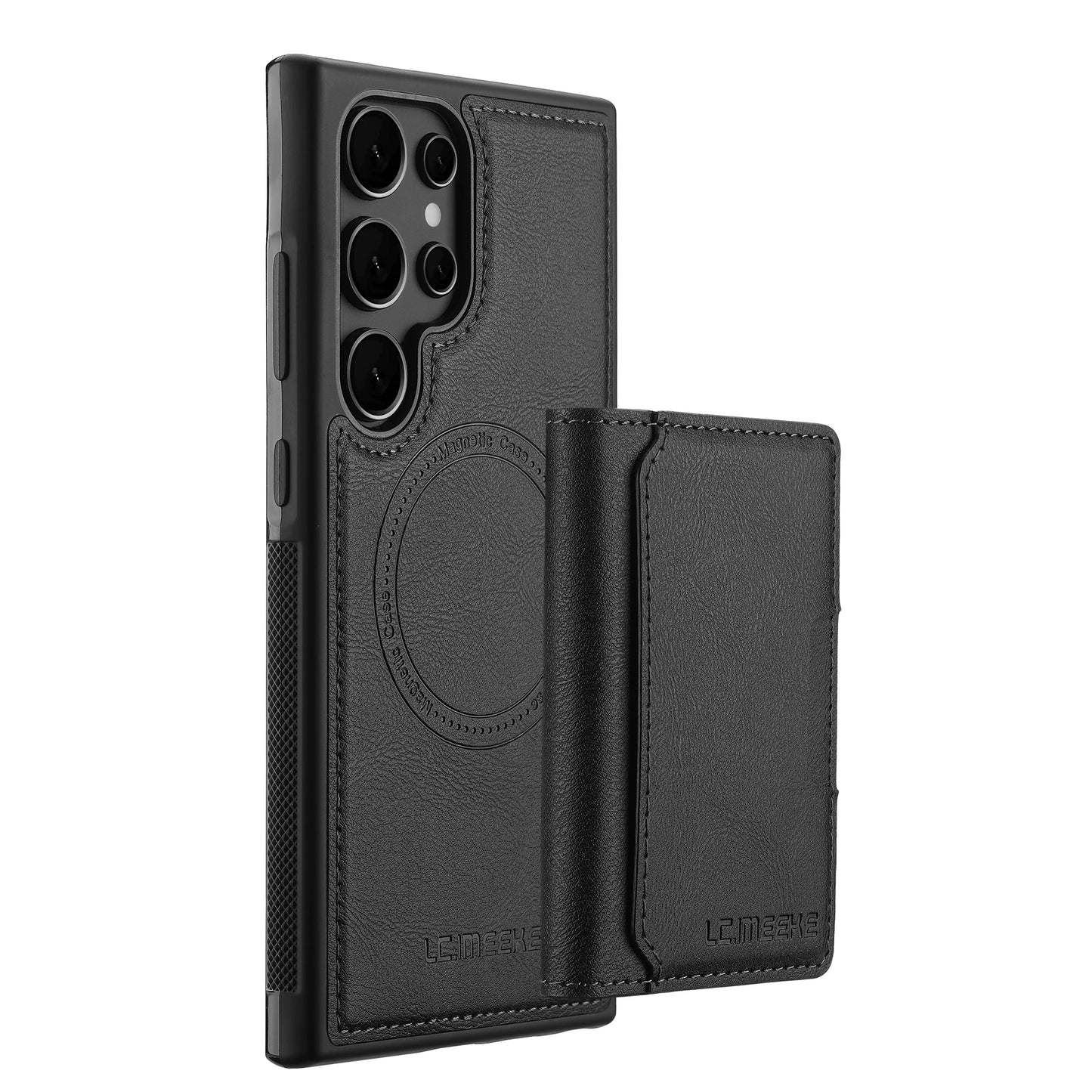 Magnetic Leather Wallet Case with Card Pocket for Samsung