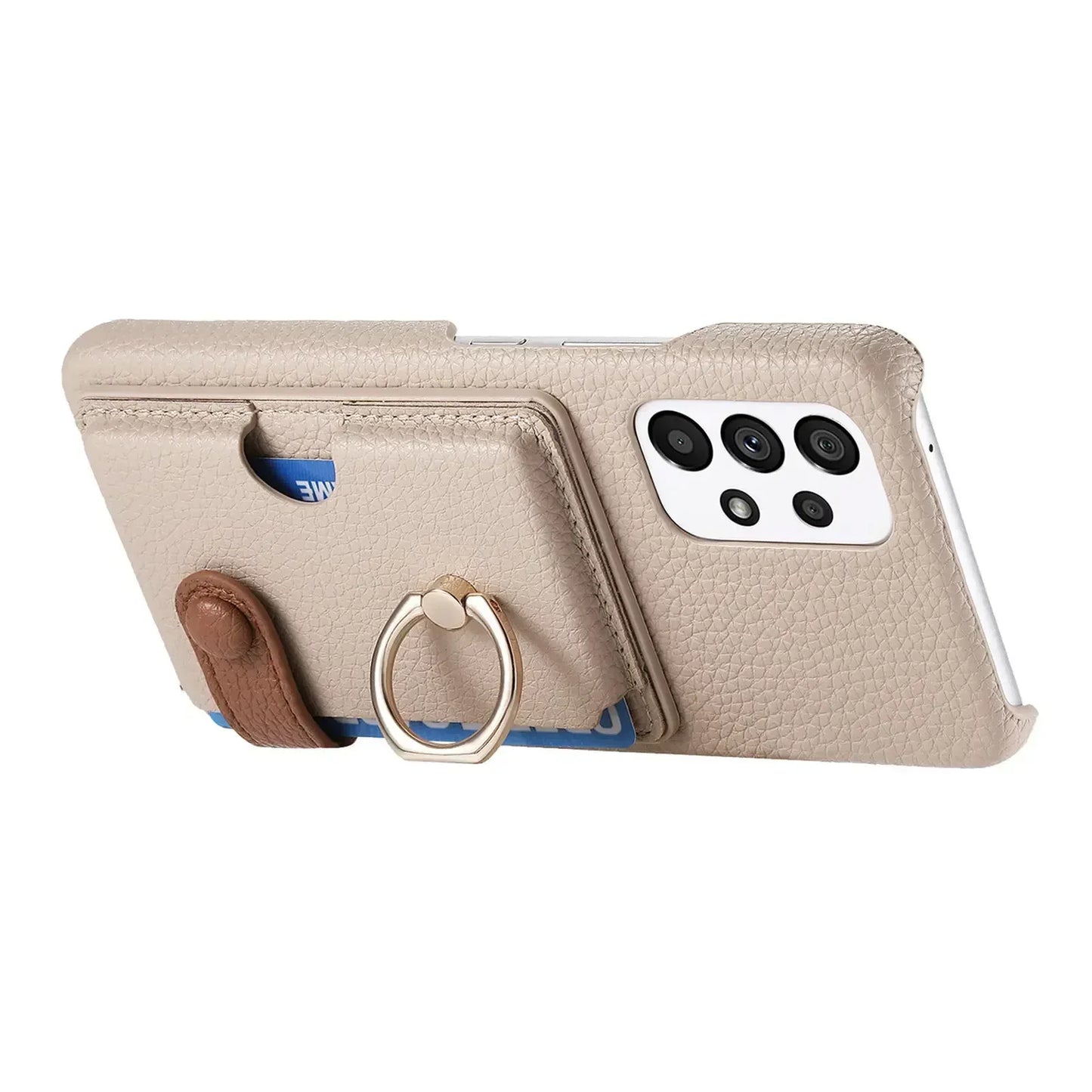 Leather Wallet Phone Case with Ring for Samsung Galaxy Series