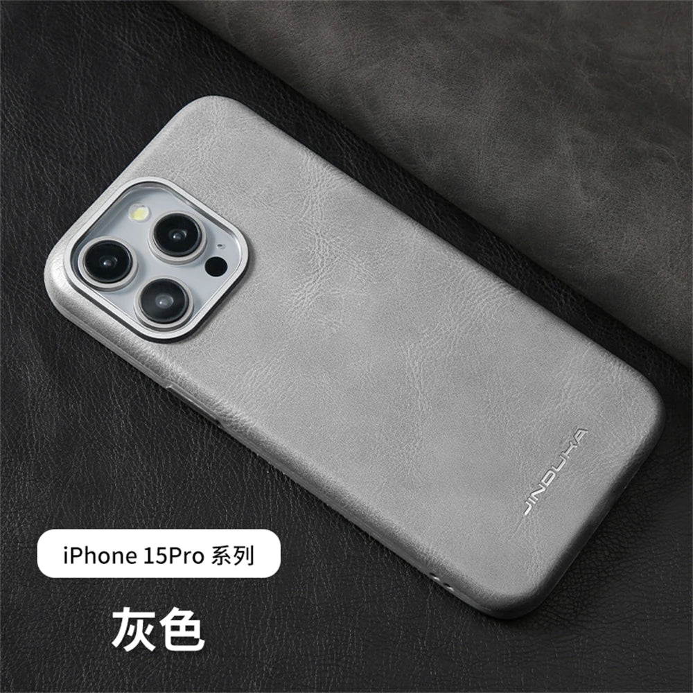 Luxury Ultra Thin Leather Magsafe Case for iPhone