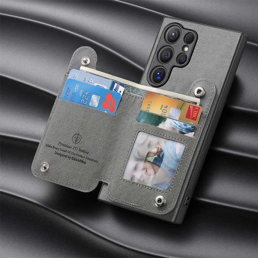 RFID-Blocking Magnetic Wallet Phone Case for Samsung
