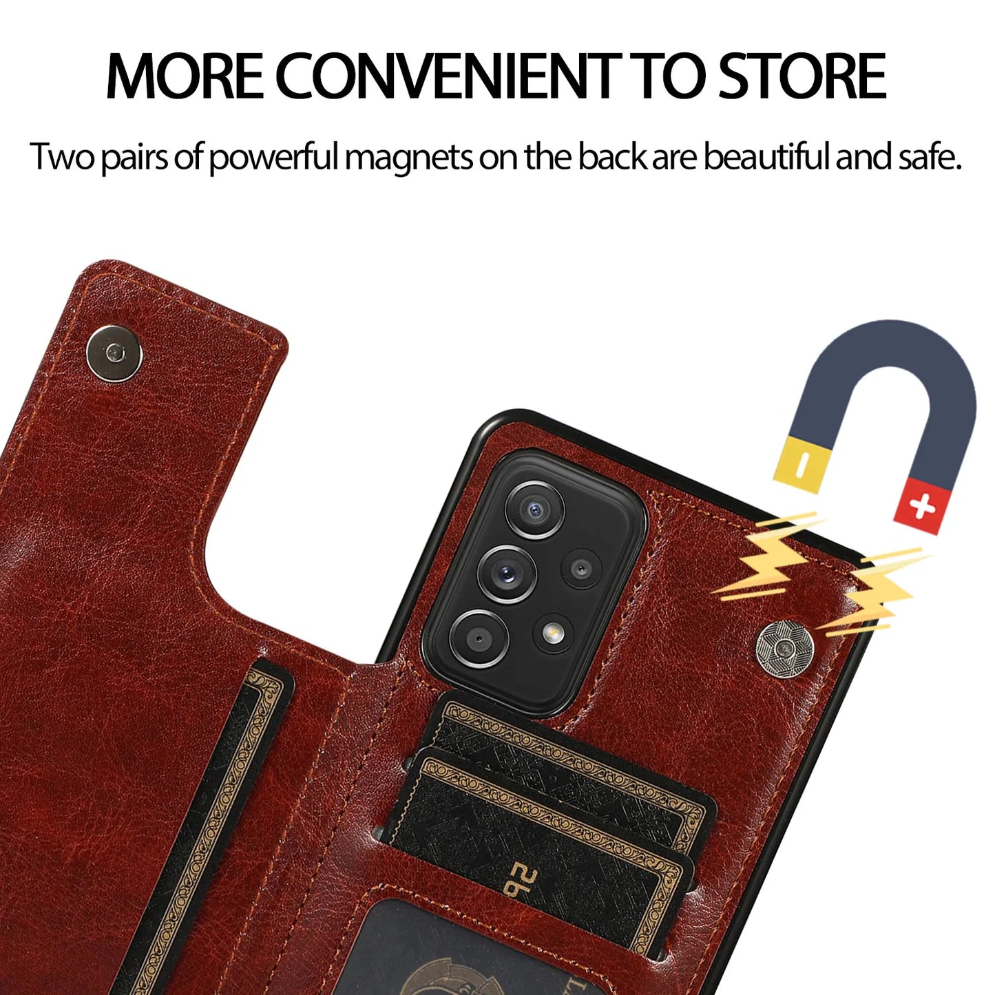 Flip Leather Wallet Case with Card Holder for Samsung