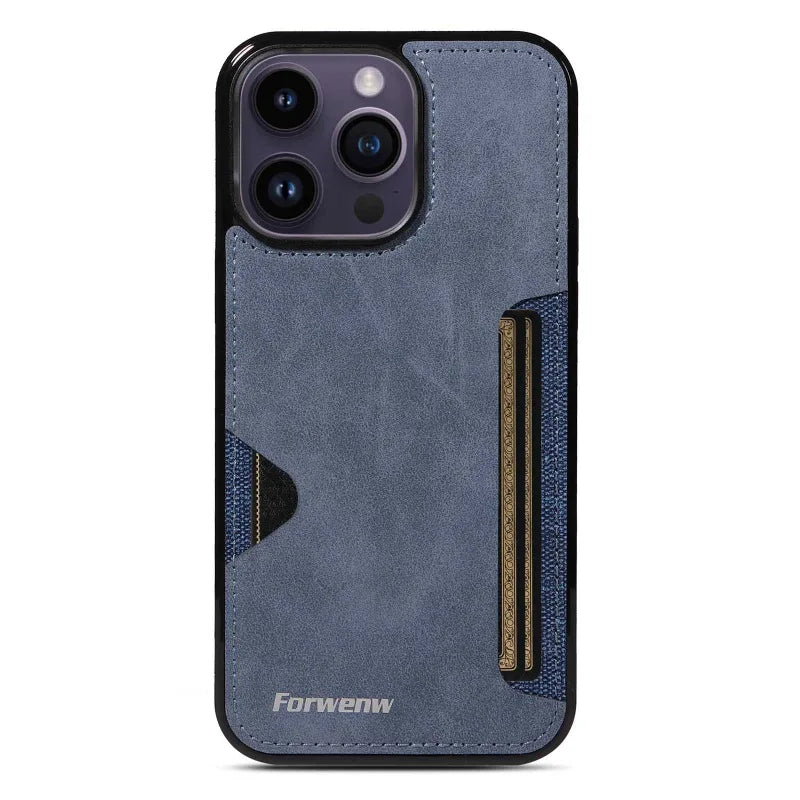 Retro Card Holder Leather Case for iPhone - CaseifyTrend