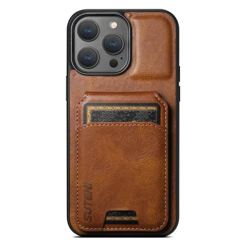 Luxury Magnetic Leather Wallet Case with Card Holder for iPhone