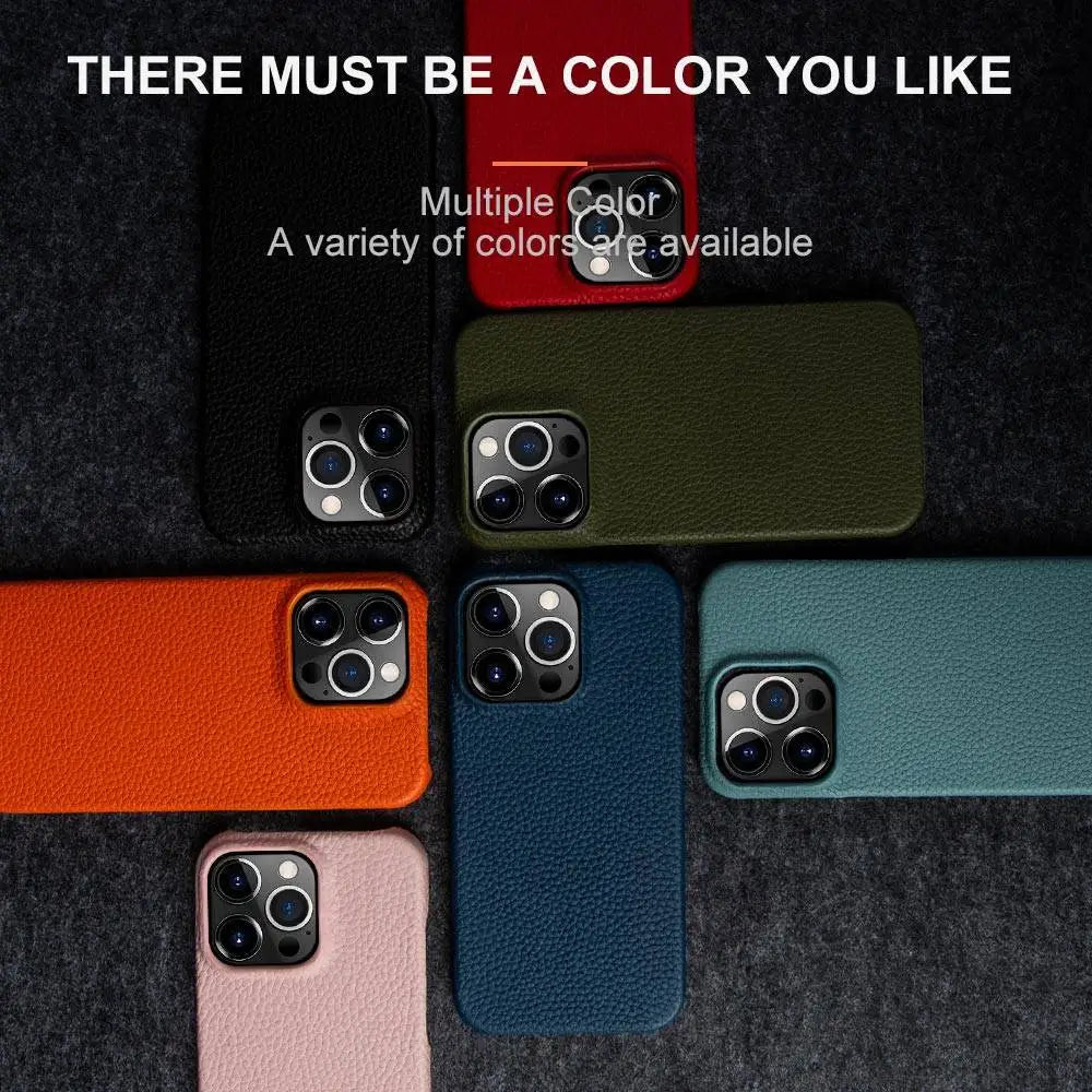 Luxury Genuine Leather Shockproof Case for iPhone