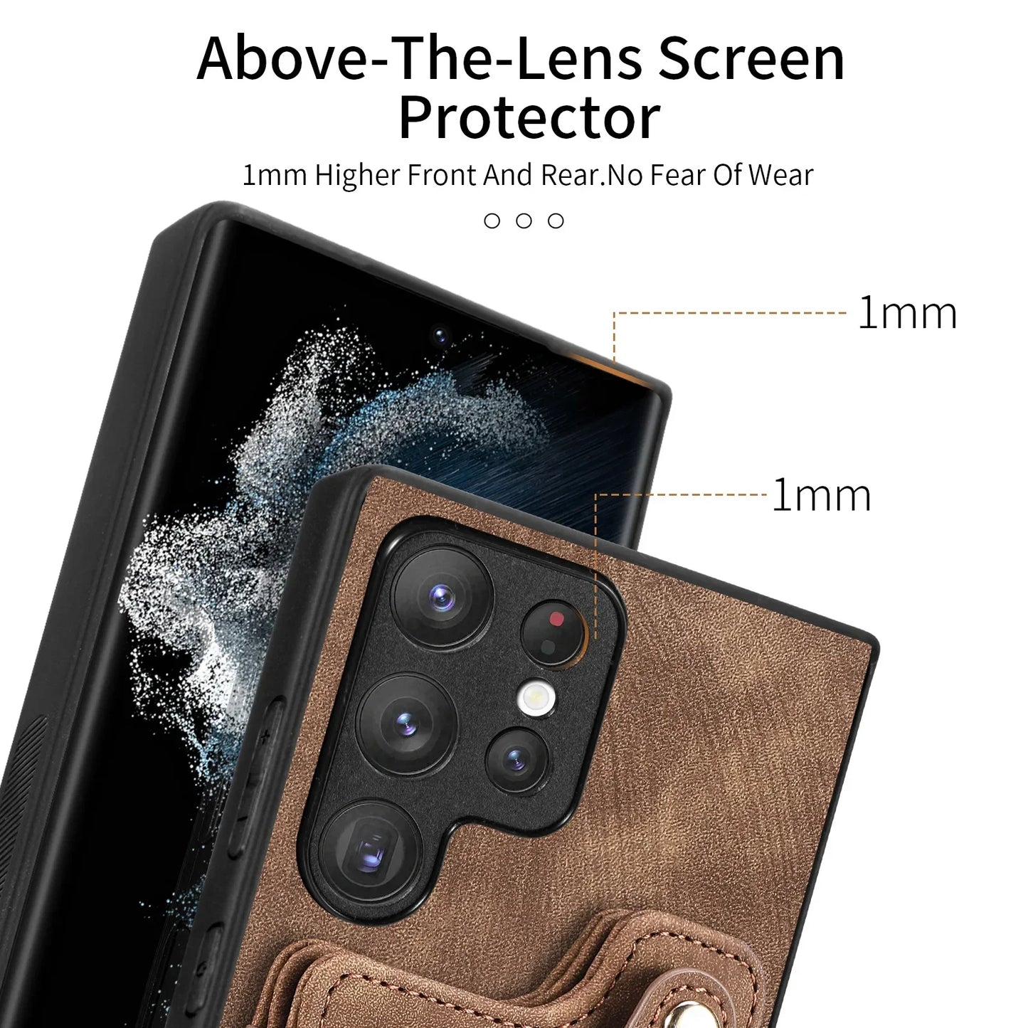Leather Wallet Phone Case with Ring Holder for Samsung