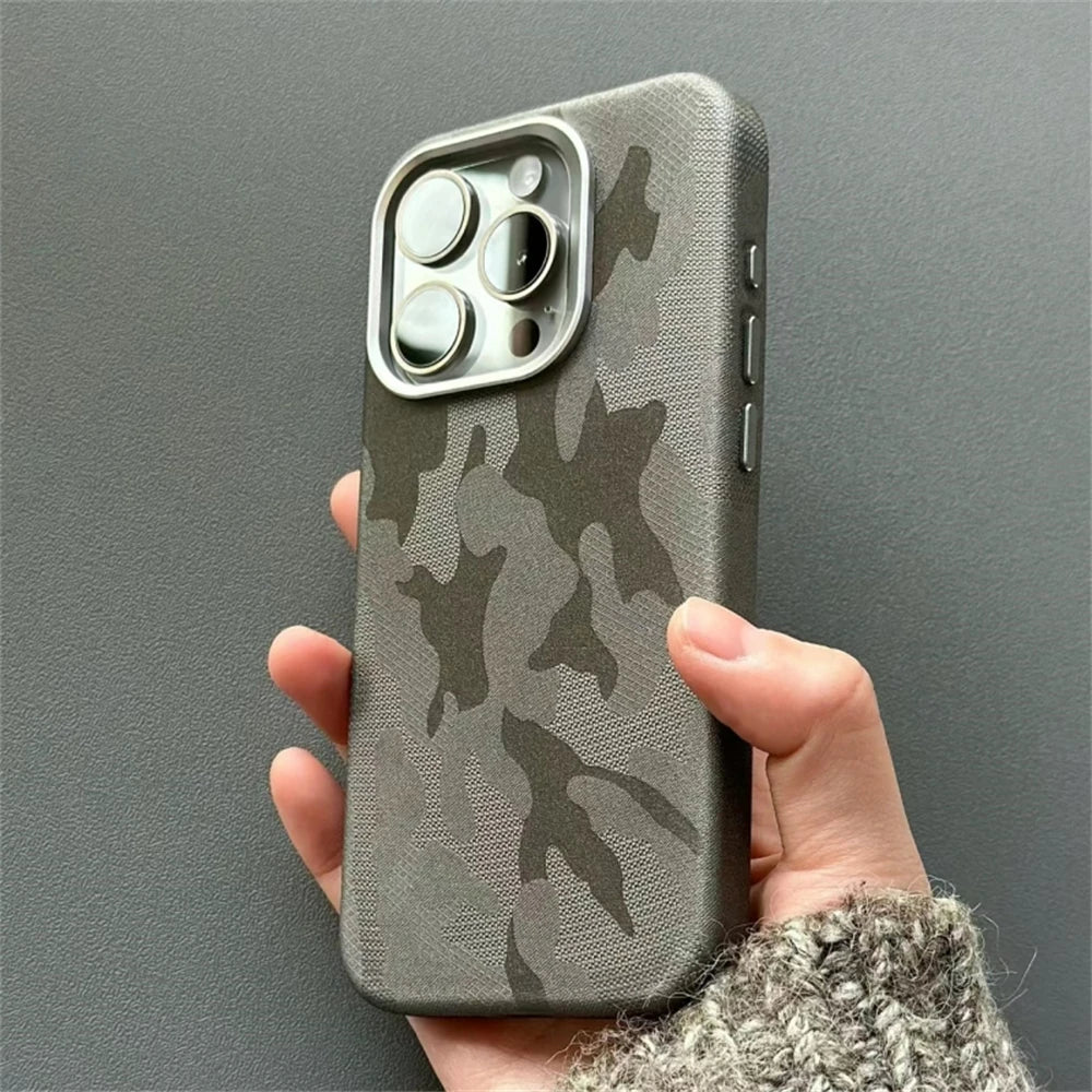 Luxury Camouflage Leather Shockproof Case for iPhone