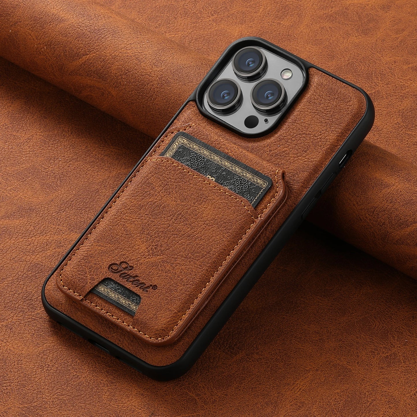 Luxury Magnetic Leather Wallet Case with Card Slot for iPhone
