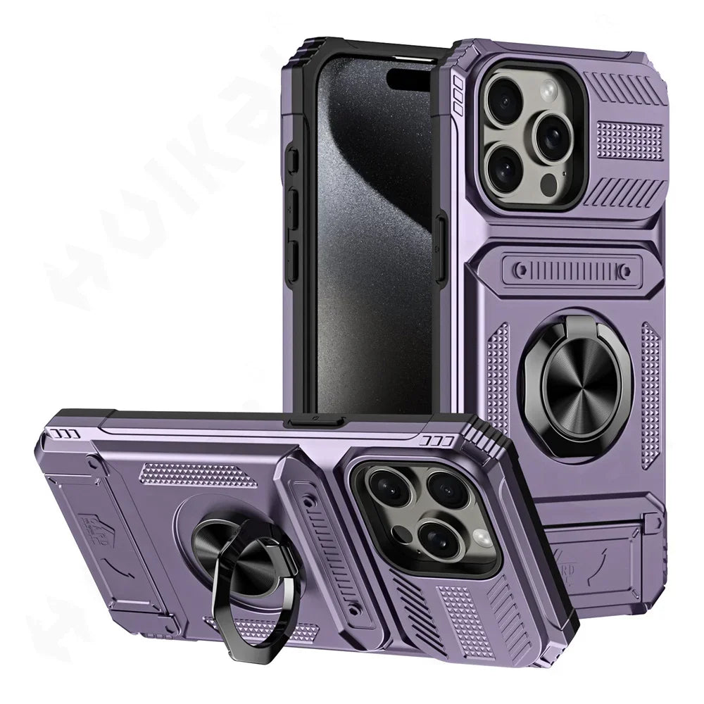 Magnetic iPhone Wallet Case with Ring Kickstand