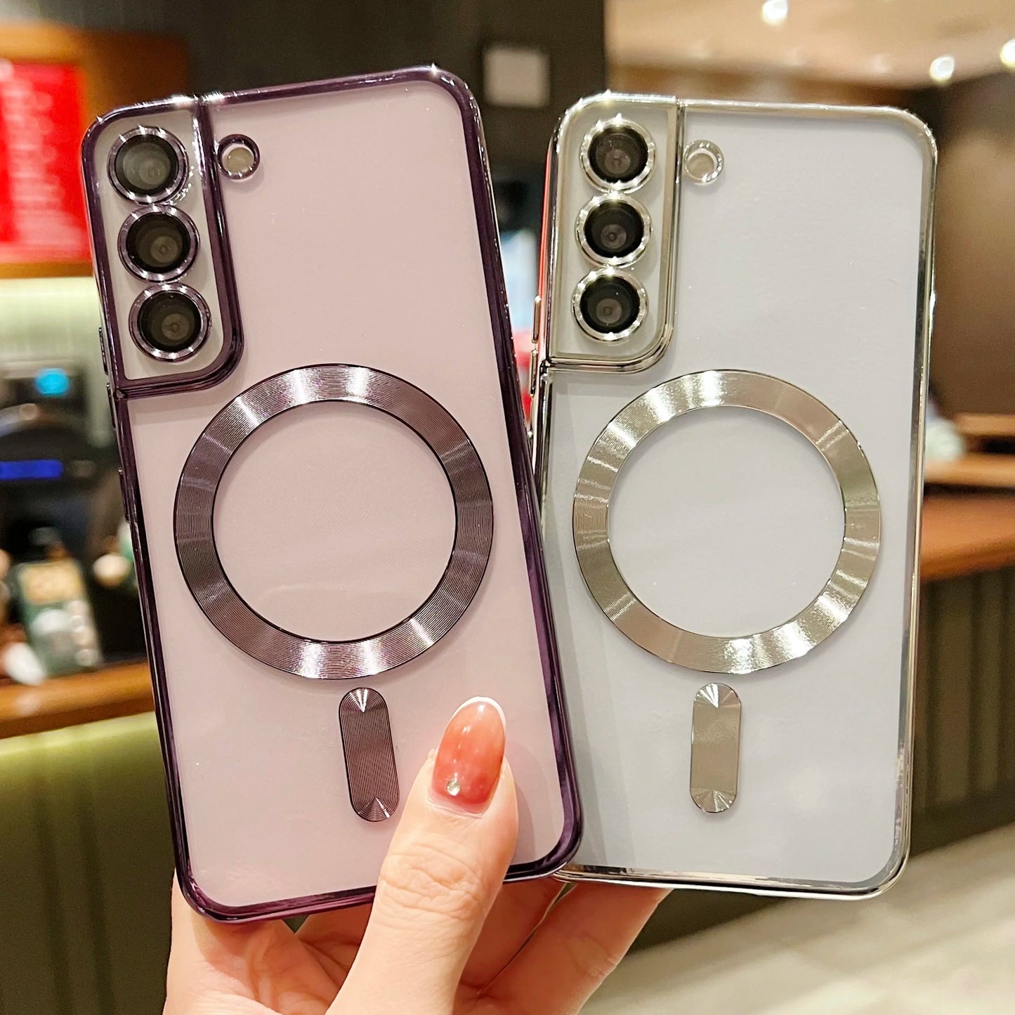 Plating Clear Magnetic Case for Samsung Galaxy
