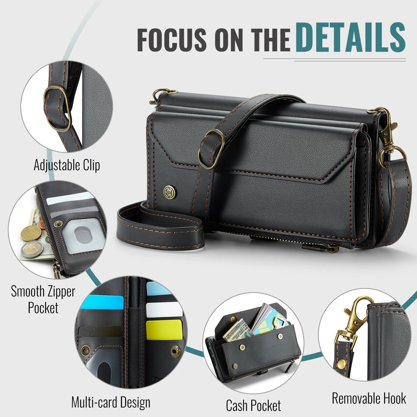 PU Leather Wallet Case with Strap & Card Holder for Galaxy Z Fold