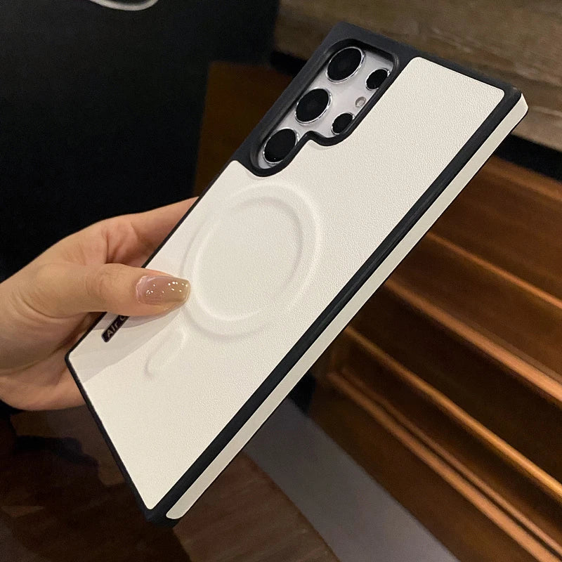 Luxury Matte Leather Magnetic Case for Samsung Galaxy