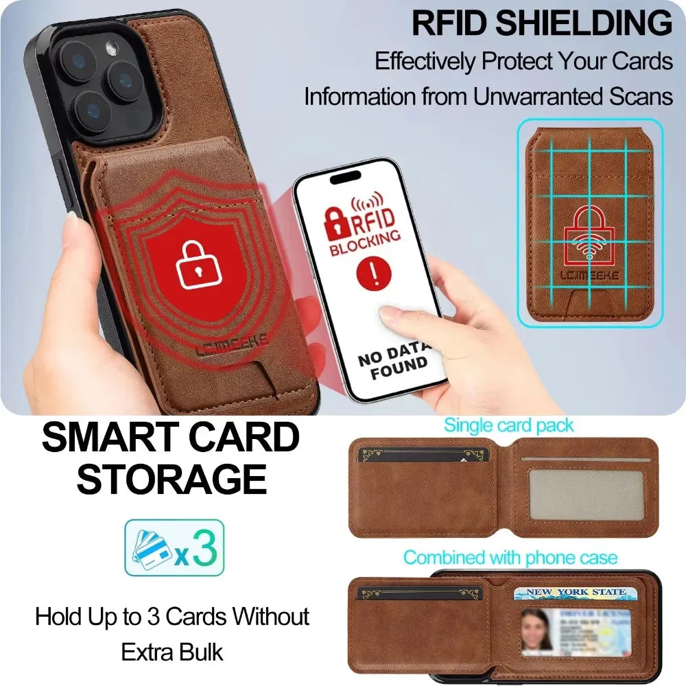 MagSafe Wallet Case with Detachable Card Holder for iPhone