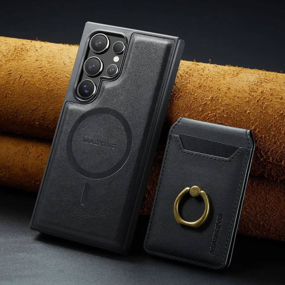 Detachable Magnetic Leather Wallet Case with Card Holder for Samsung