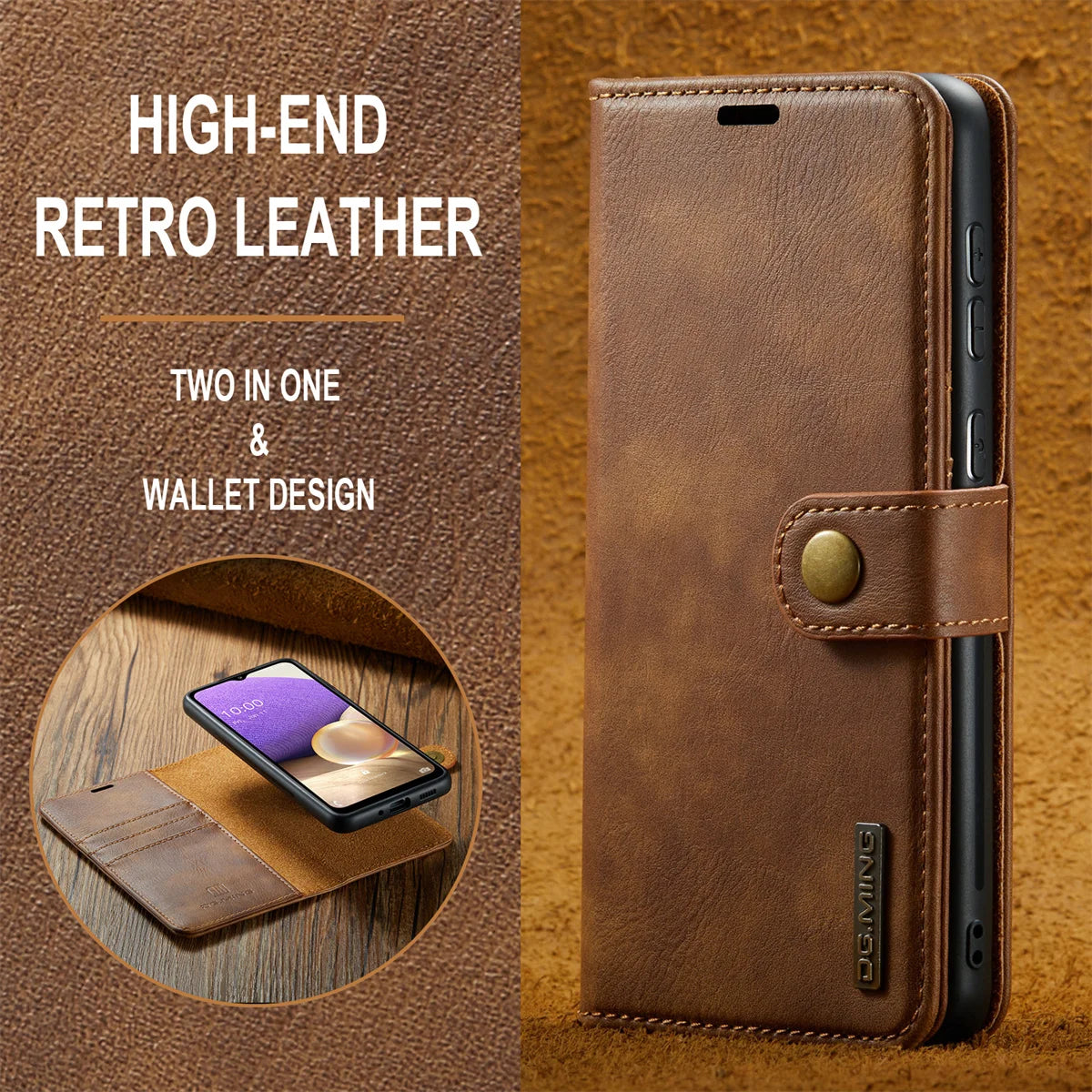 Detachable Magnetic Leather Wallet Case for Samsung Galaxy