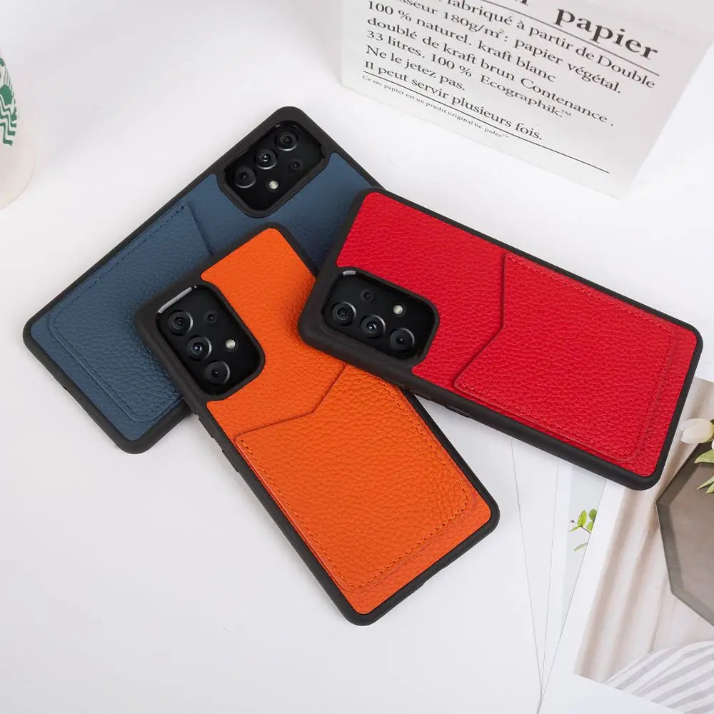 Genuine Leather Card Holder Case for Samsung Galaxy
