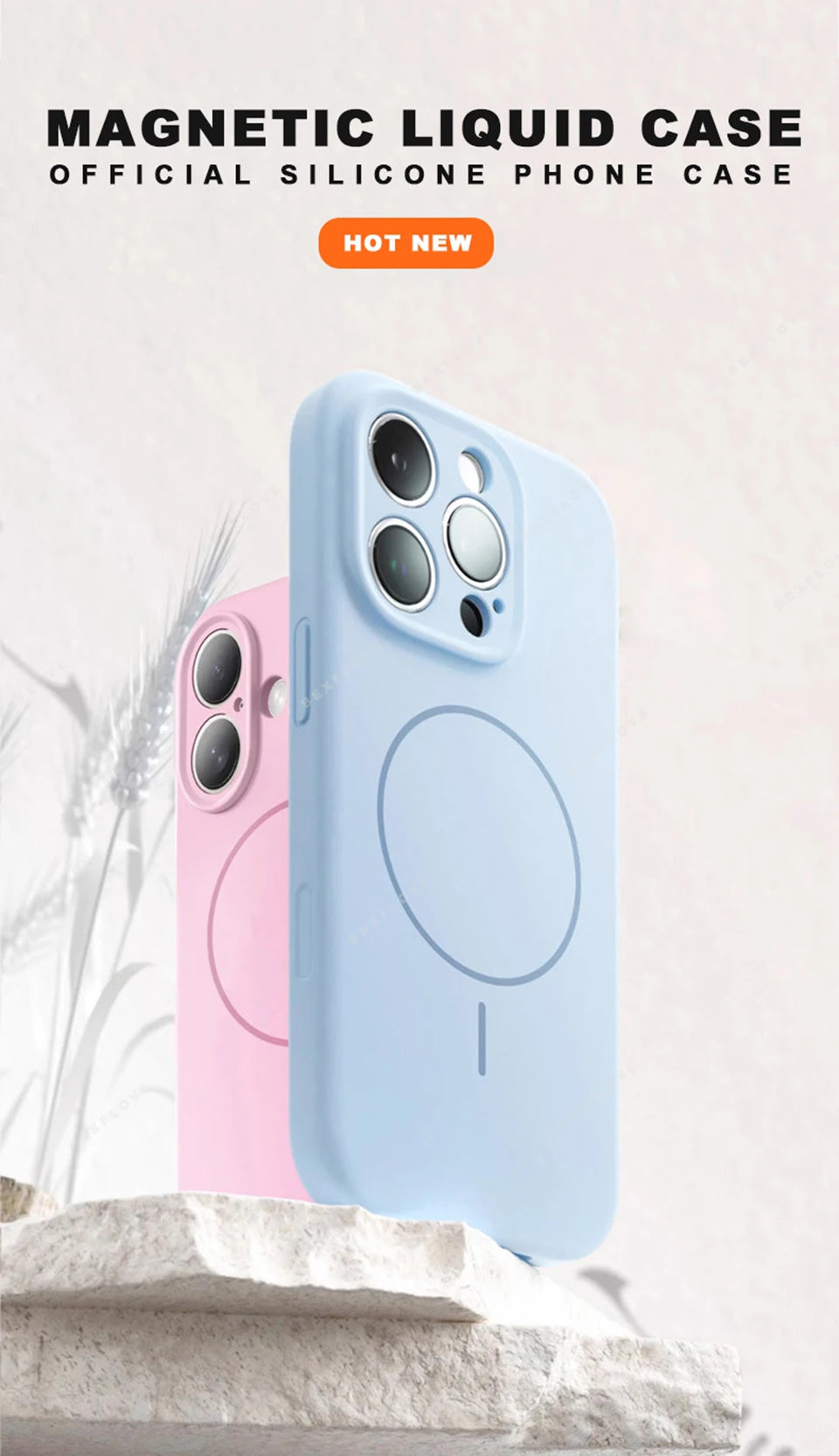MagSafe Silicone iPhone Case with Adjustable Lanyard Strap