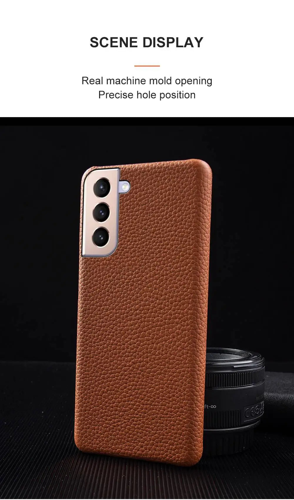 Genuine Leather Litchi Texture Phone Case for Samsung