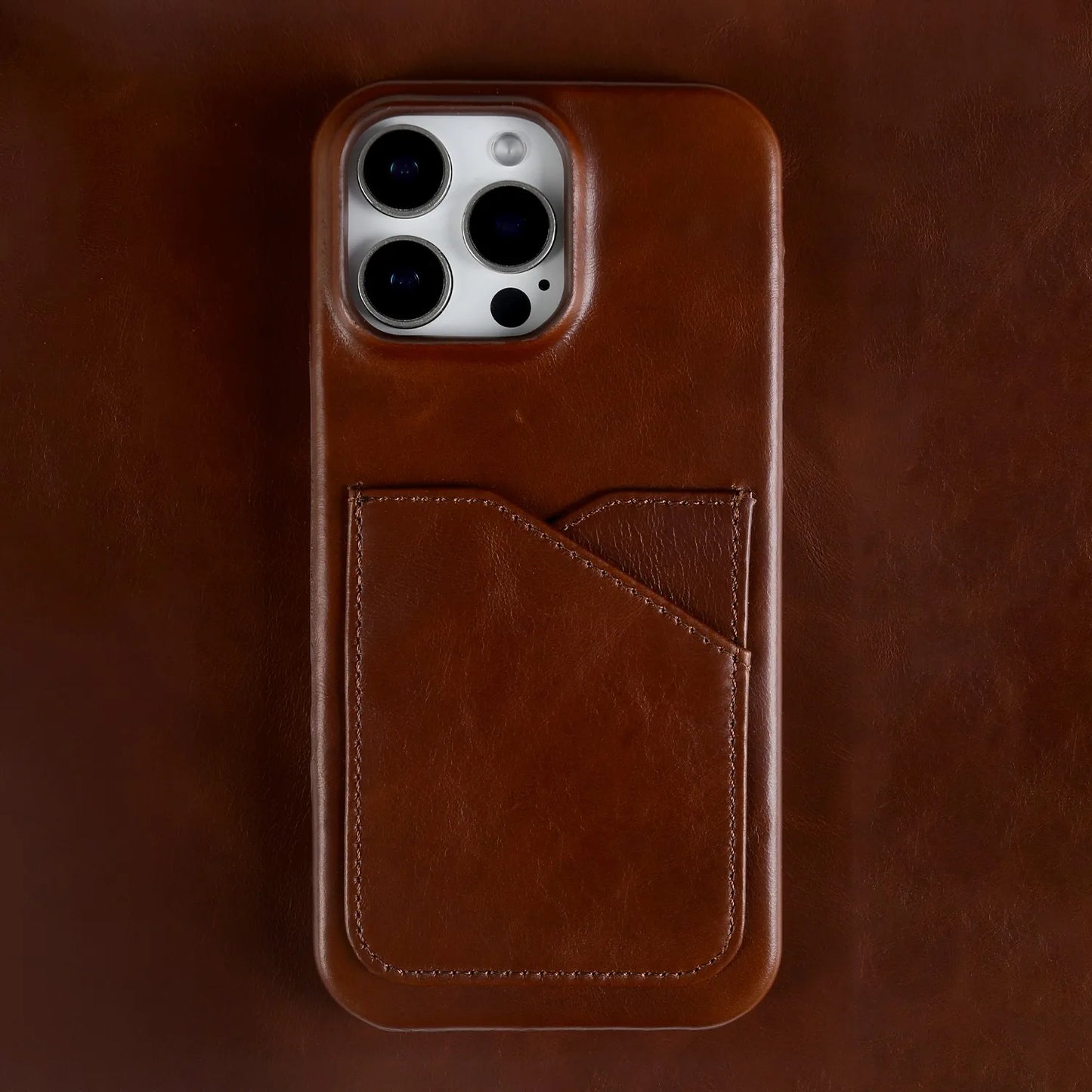 Vintage Genuine Leather iPhone Case with Card Slot Full Cover