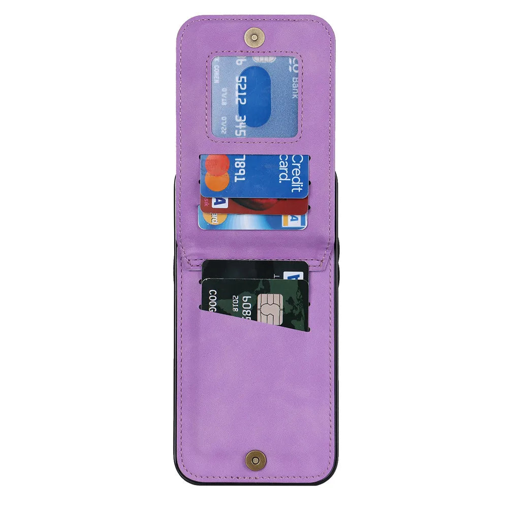Zipper Wallet Leather Phone Case with Card Holder Kickstand