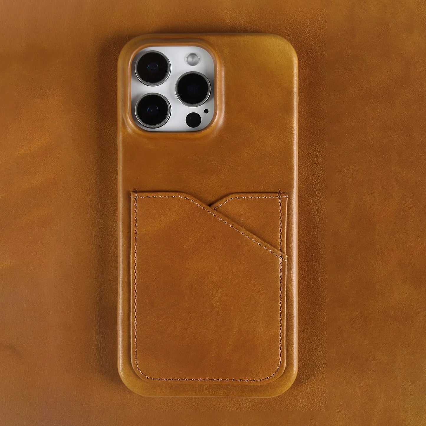Vintage Genuine Leather iPhone Case with Card Slot Full Cover