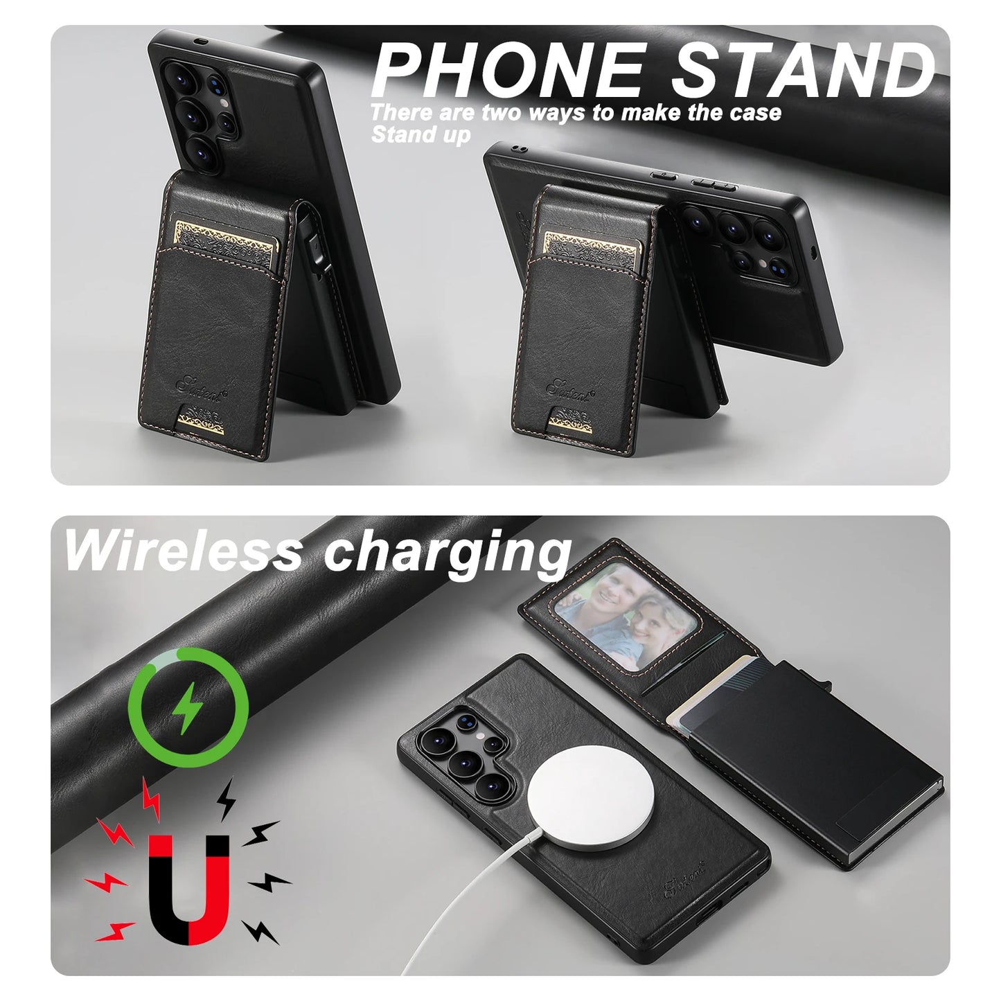 Luxury PU Leather Wallet Phone Case with Card Slot for Samsung
