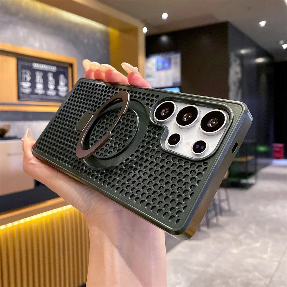 Magnetic Metal Fold Stand Cooling Case for Samsung Galaxy - CaseifyTrend