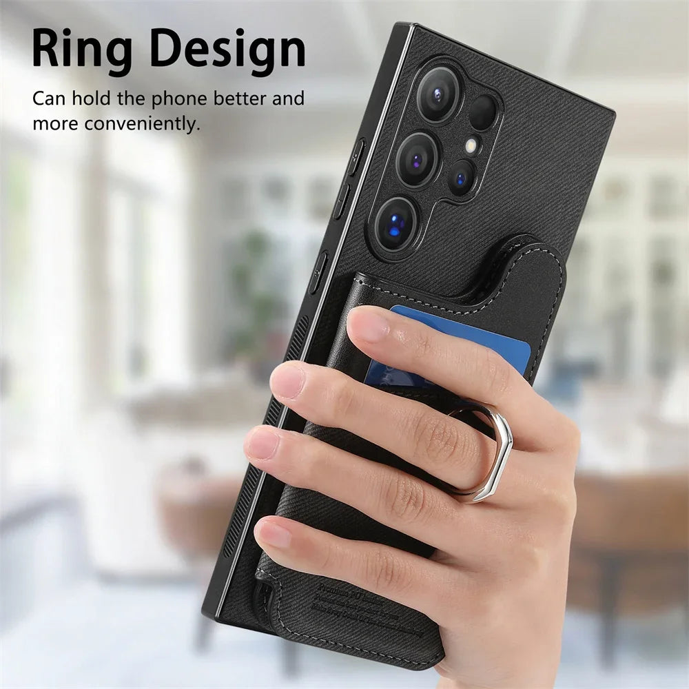 RFID-Blocking Magnetic Wallet Phone Case for Samsung