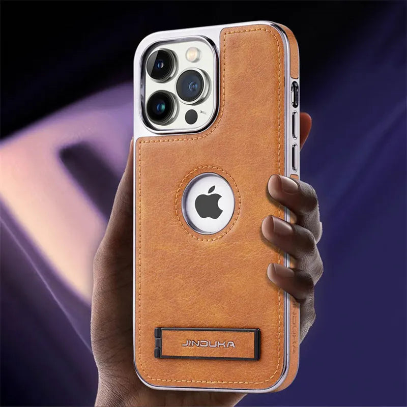 Luxury Leather Kickstand Case for iPhone
