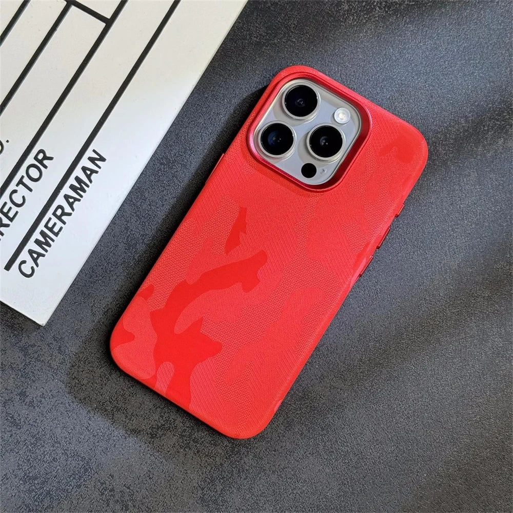 Luxury Camouflage Leather Shockproof Case for iPhone