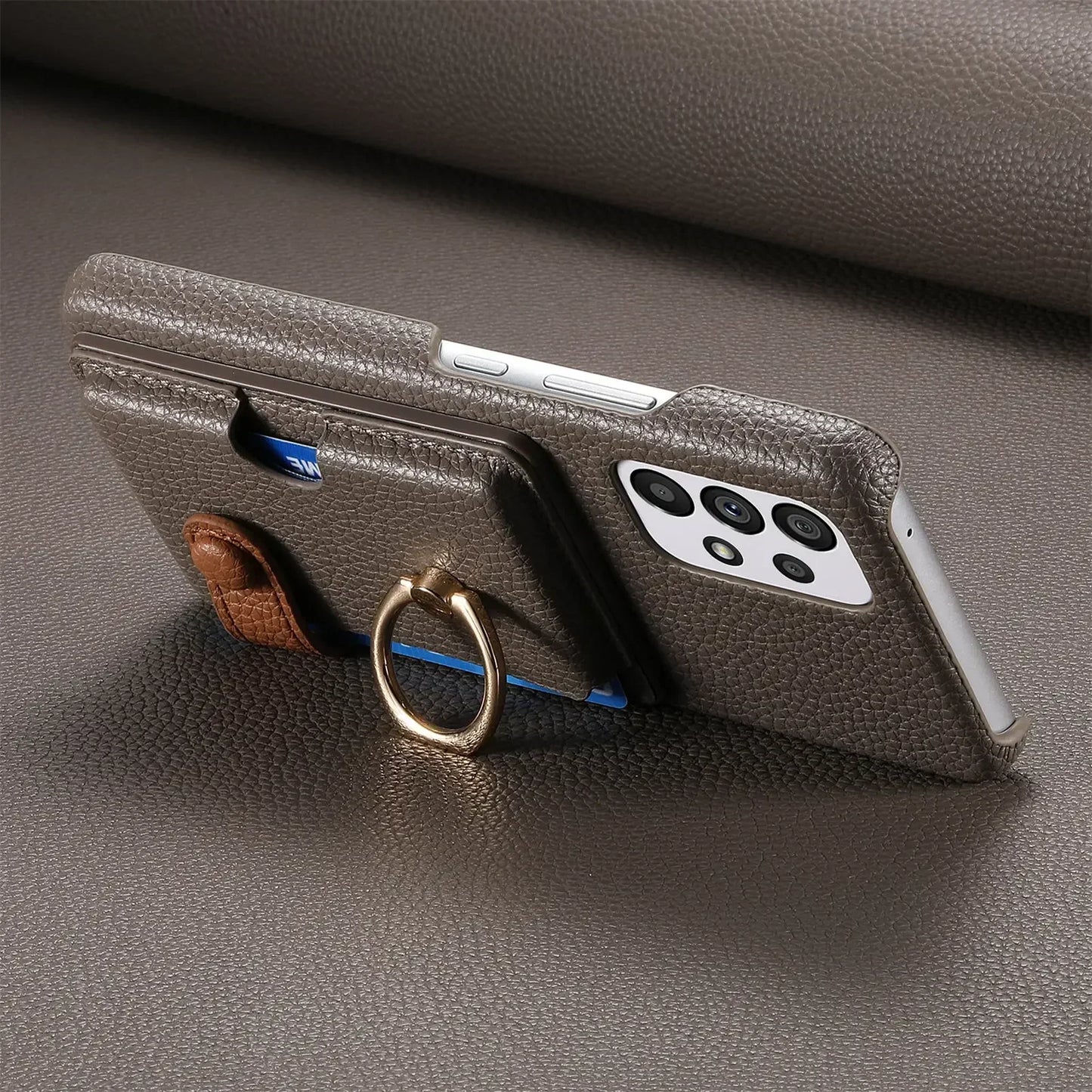 Leather Wallet Phone Case with Ring for Samsung Galaxy Series