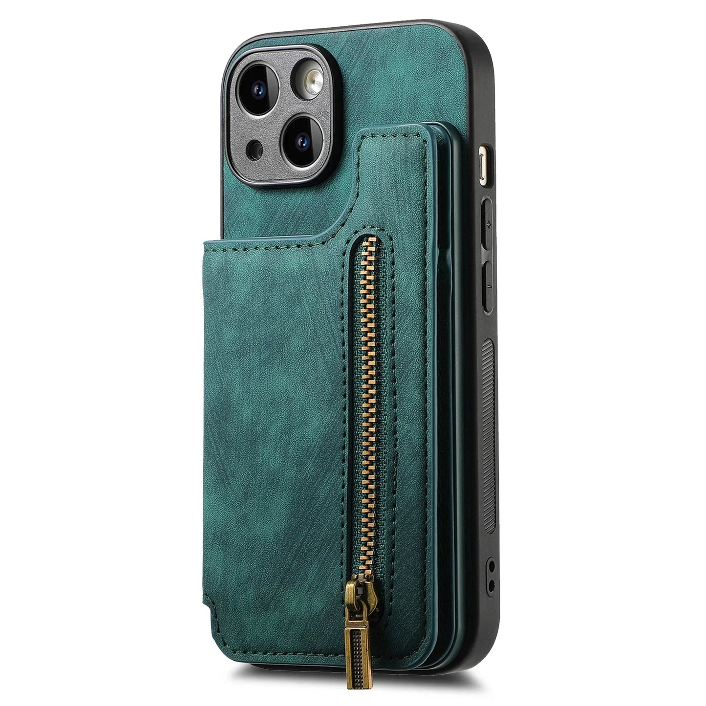 Zipper Wallet Leather Case with Card Slots for iPhone