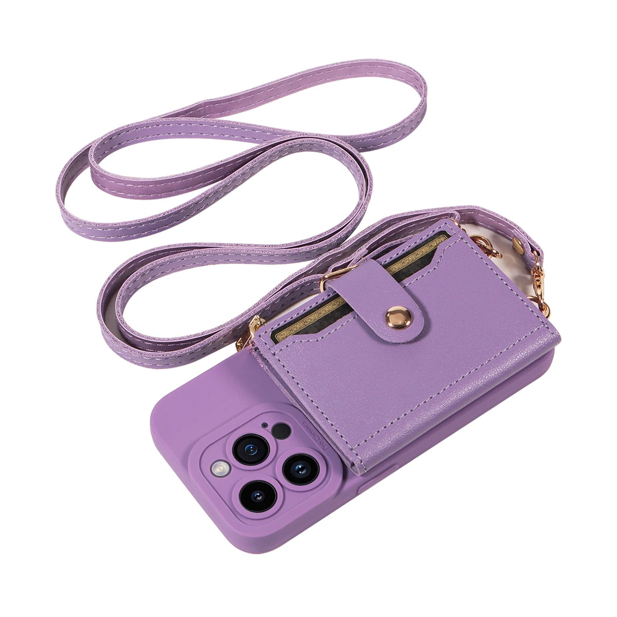 Leather Crossbody Phone Case with Mirror Wallet