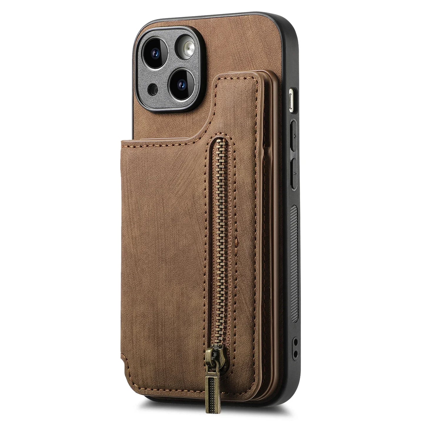Zipper Wallet Leather Case with Card Slots for iPhone