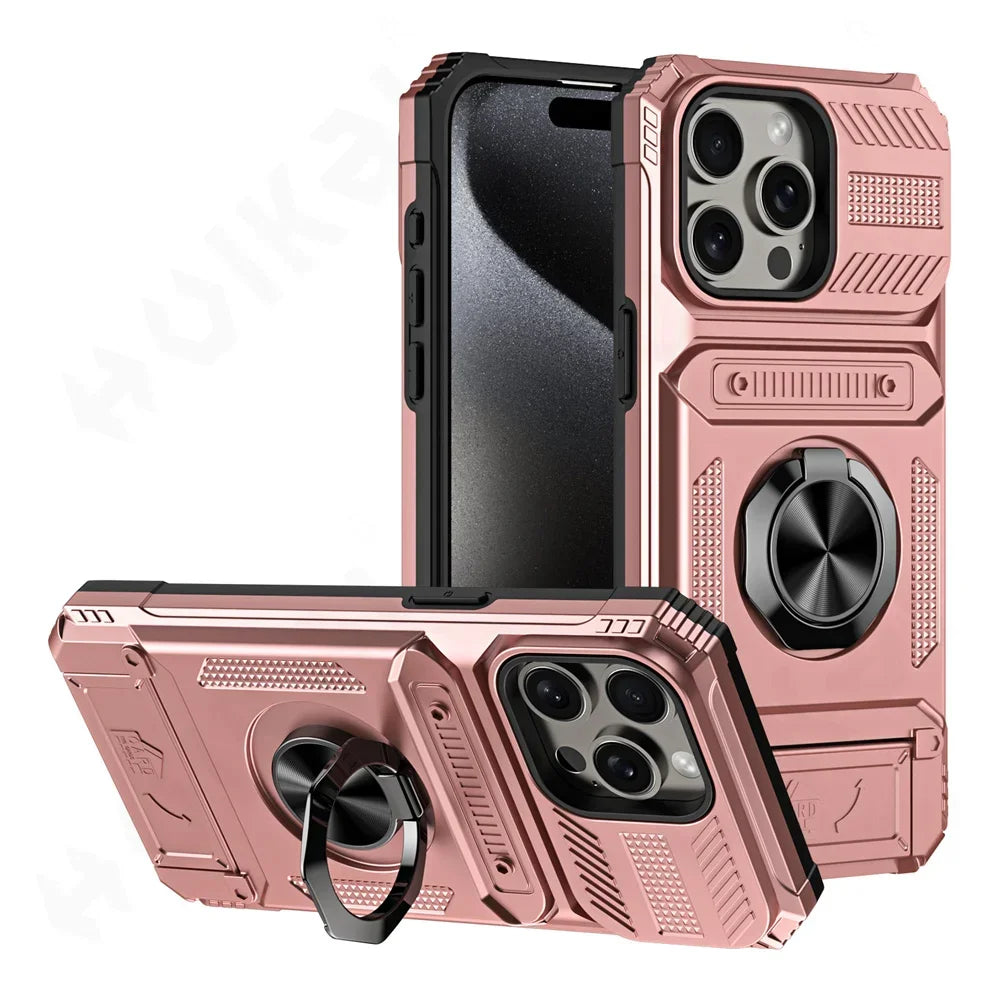 Magnetic iPhone Wallet Case with Ring Kickstand