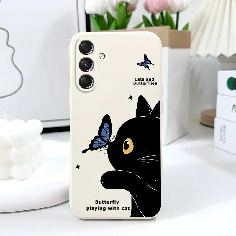 Cute Cat Butterfly Phone Case for Samsung Galaxy