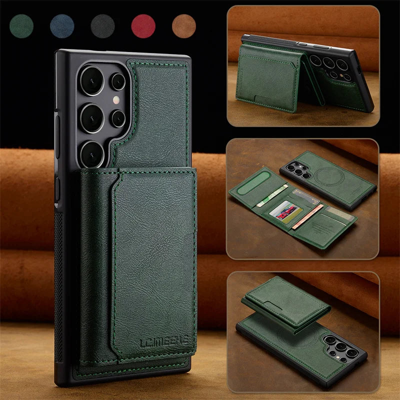 Luxury Magsafe Leather Wallet Phone Case for Samsung Galaxy