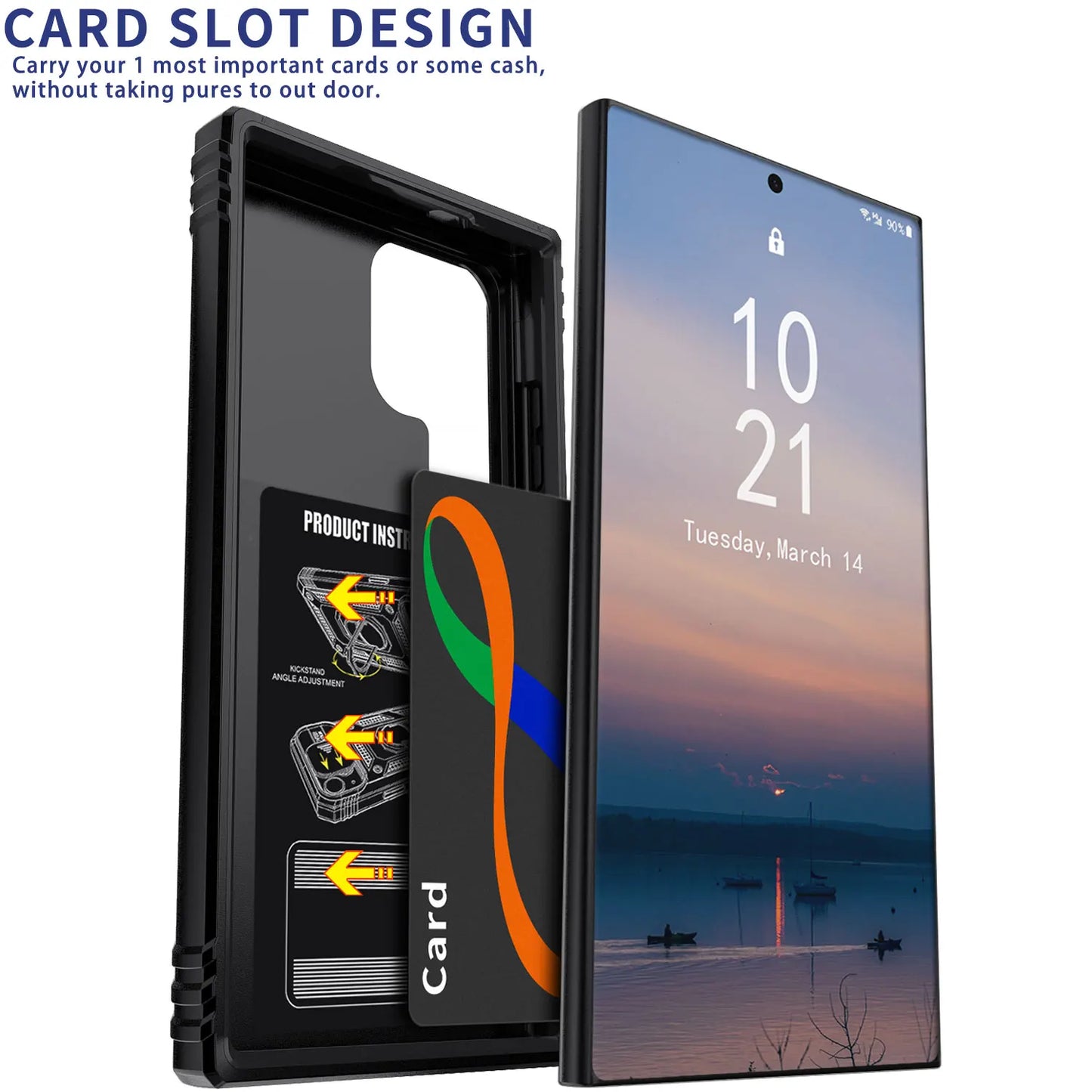 Samsung S22 Ring Kickstand Card Slot Shockproof Case