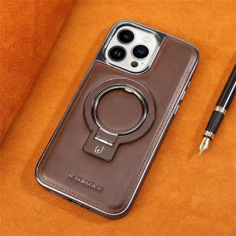 Luxury Leather MagSafe Stand Case for iPhone