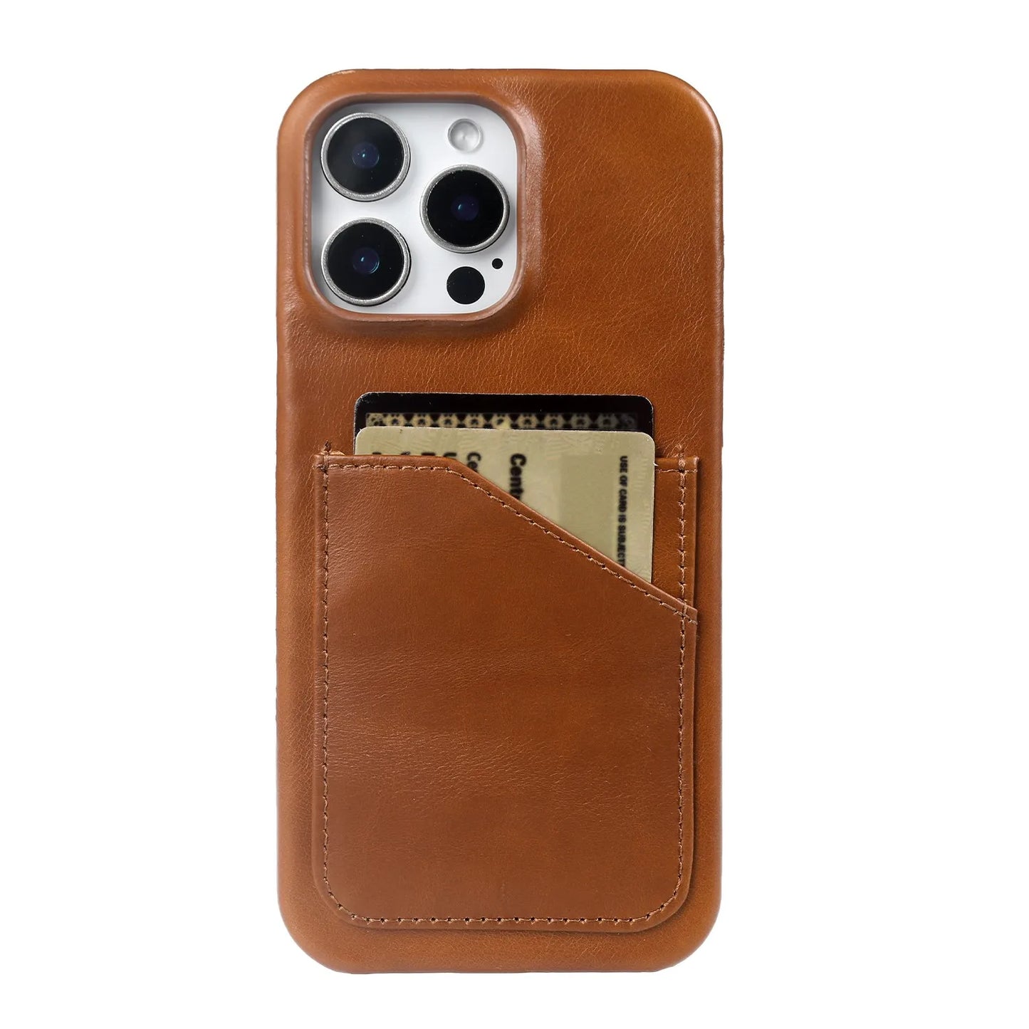 Vintage Genuine Leather iPhone Case with Card Slot Full Cover