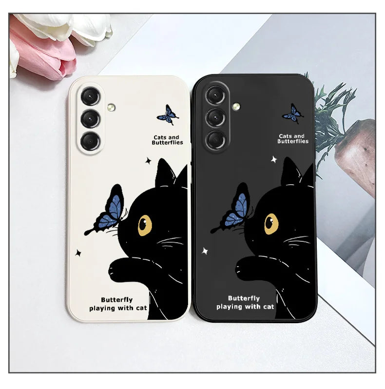 Cute Cat Butterfly Phone Case for Samsung Galaxy