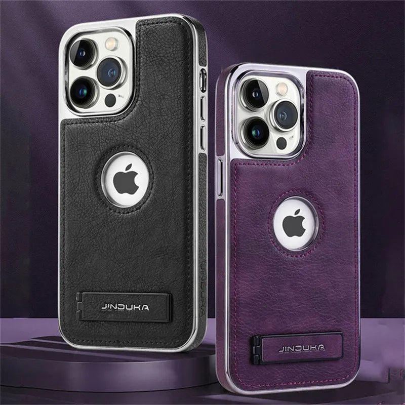 Luxury Leather Kickstand Case for iPhone