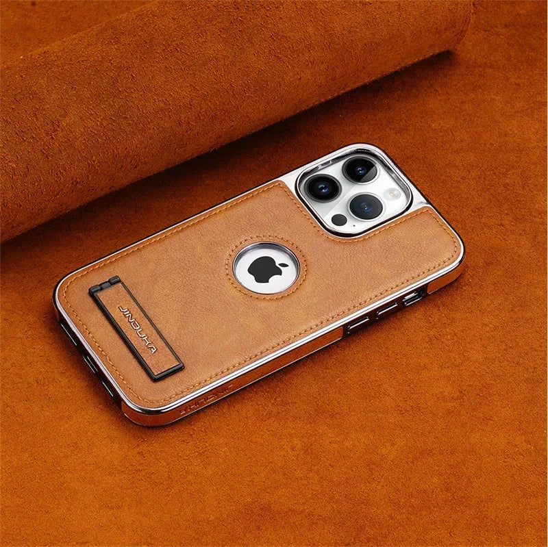 Luxury Leather Kickstand Case for iPhone