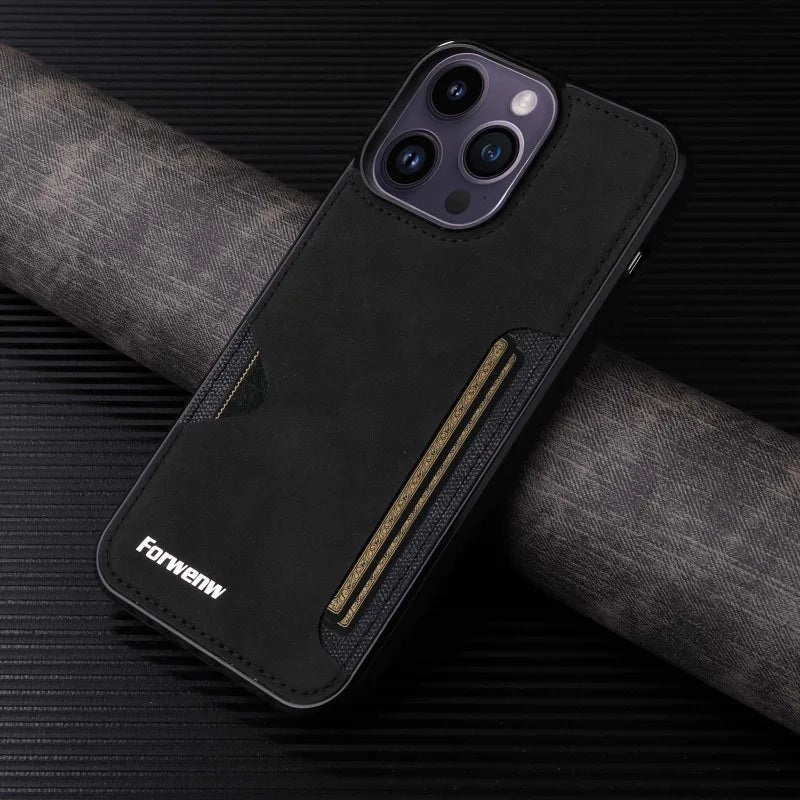 Retro Card Holder Leather Case for iPhone - CaseifyTrend