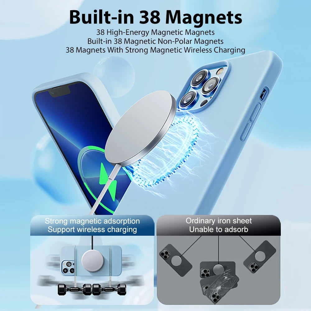 MagSafe Silicone Shockproof Case for iPhone with Wireless Charging