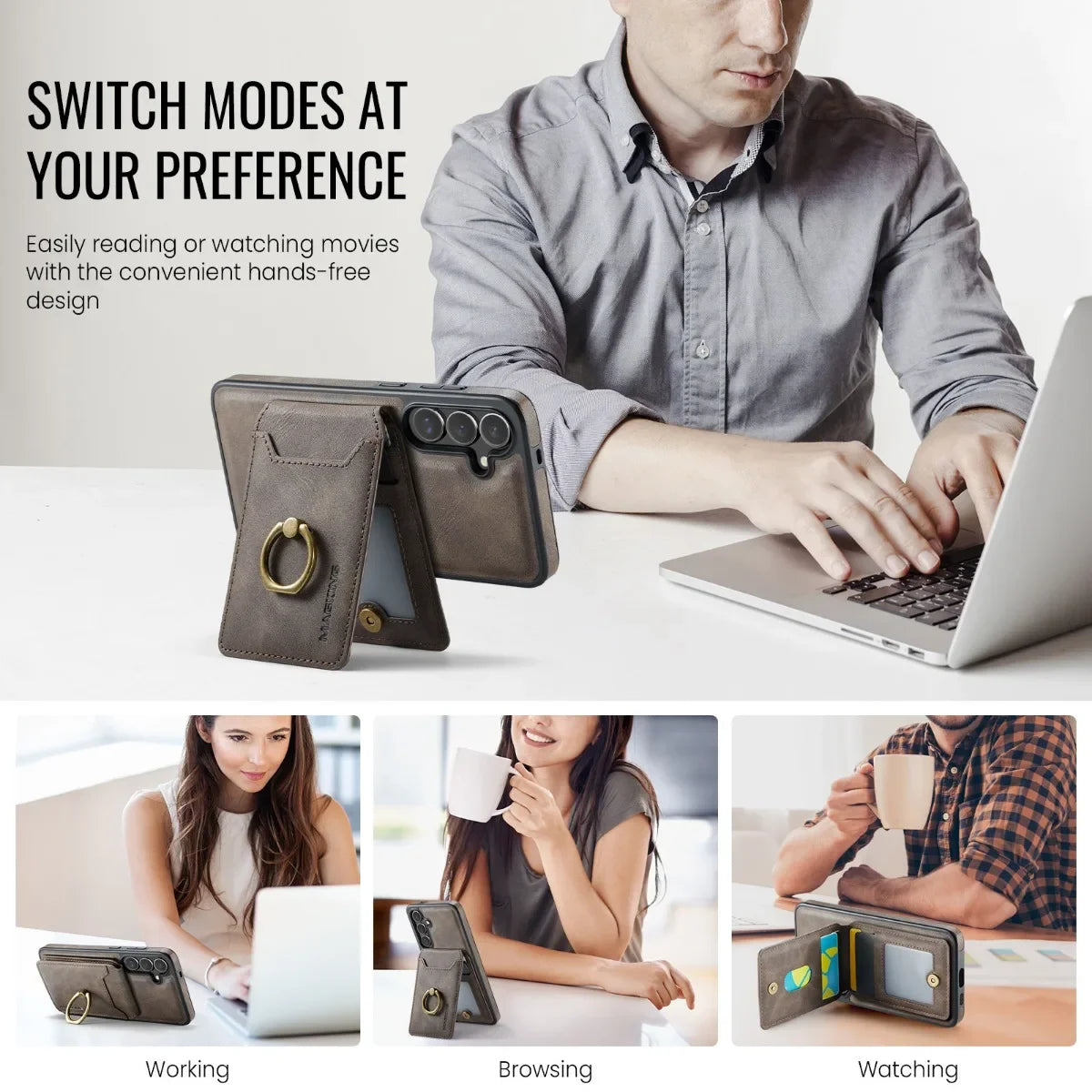 Magnetic Leather Phone Case with Card Holder for Samsung