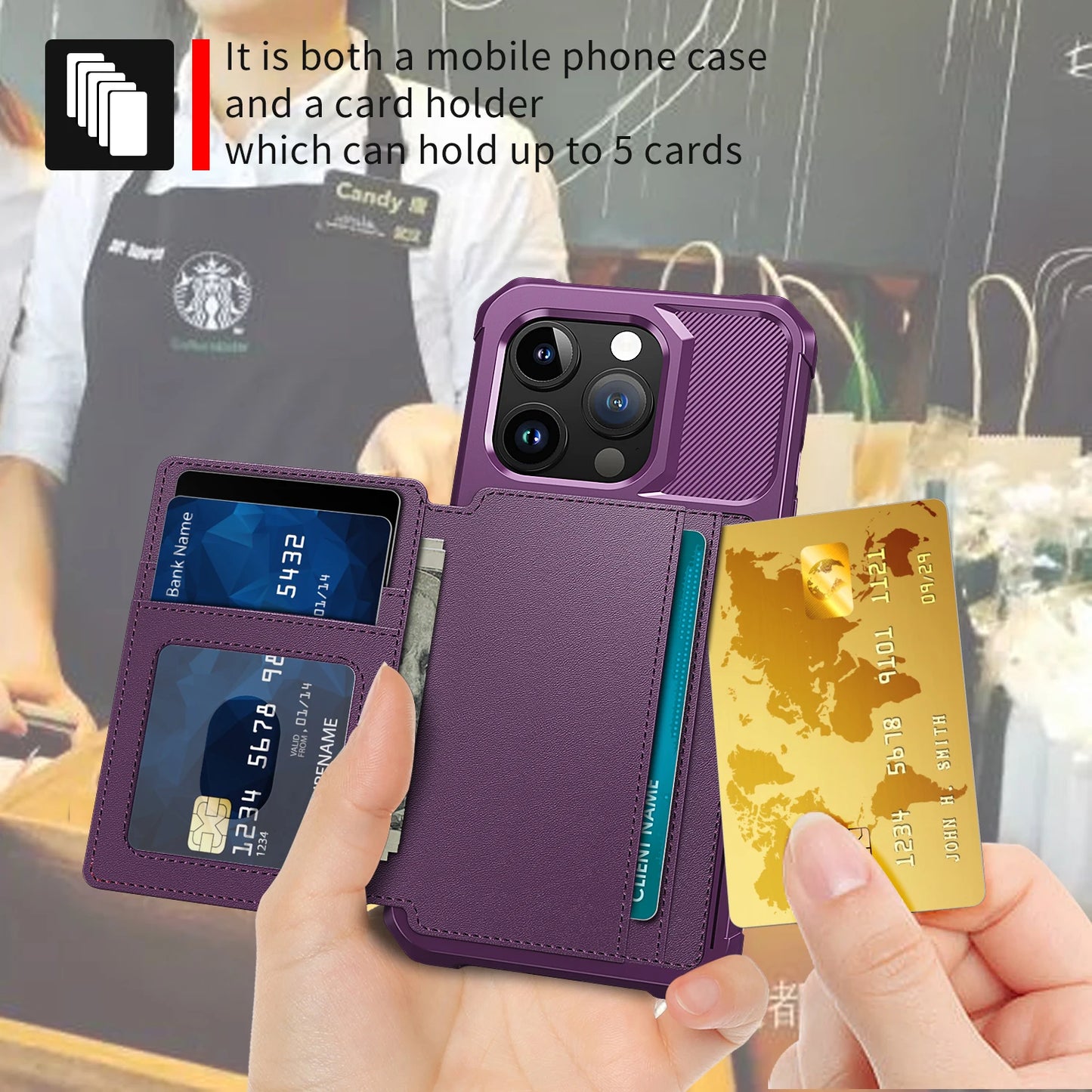Magnetic Leather Wallet Case with Card Slot for iPhone